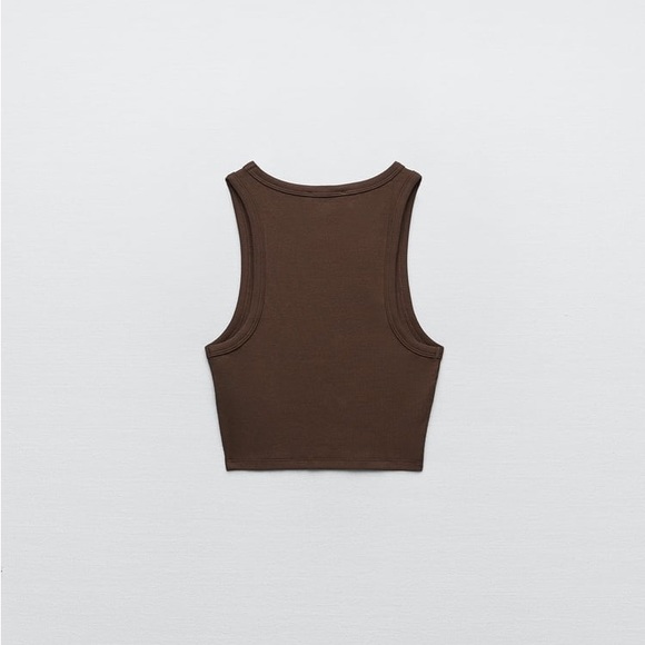 Zara Brown Ribbed T-Shirt Tank - Picture 9 of 10